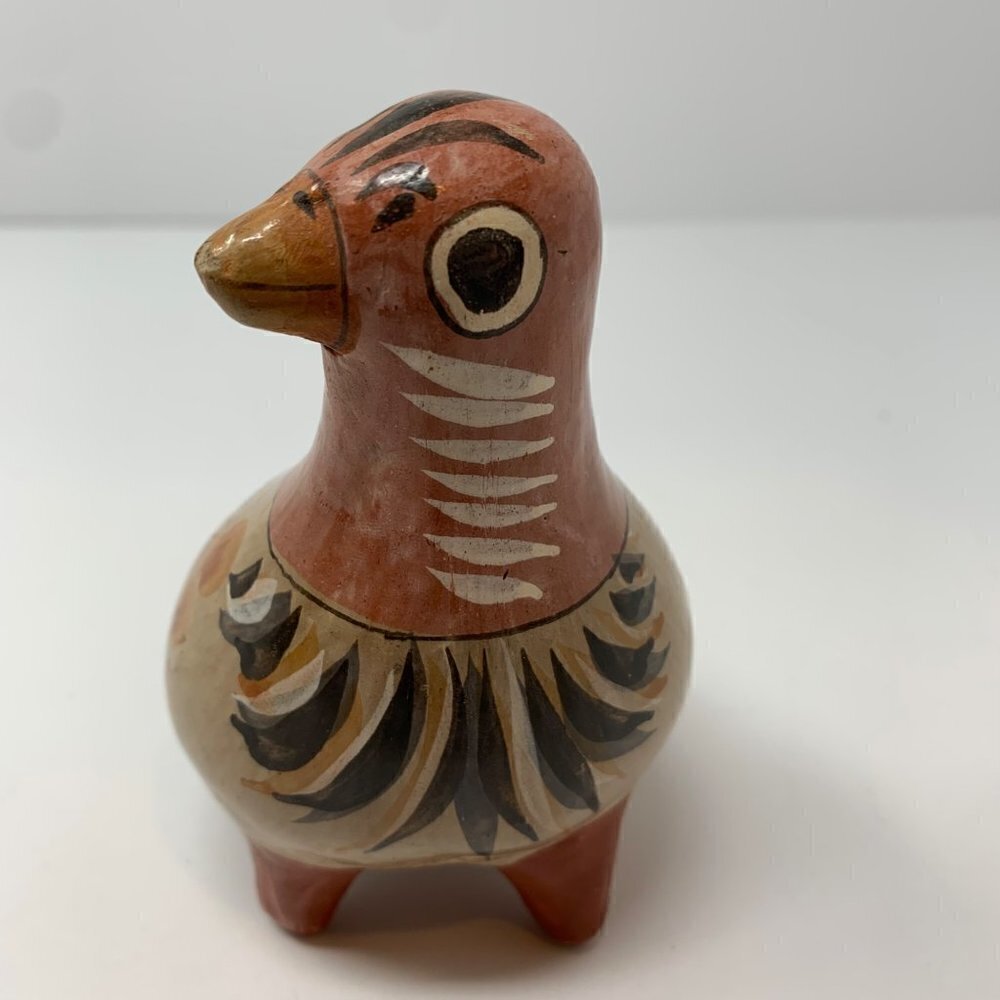 Tonala Mexican Bird Folk Art Pottery Pheasant Design Vintage Hand Painted - Picture 6 of 16